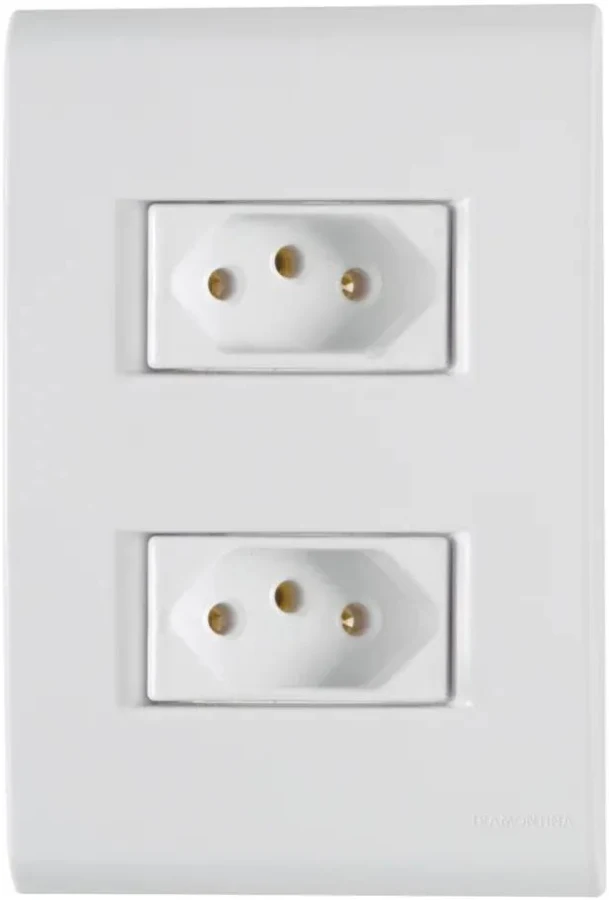 Conjunto 4x2 2 tomadas 2p+t tramontina 20a 250v liz branco